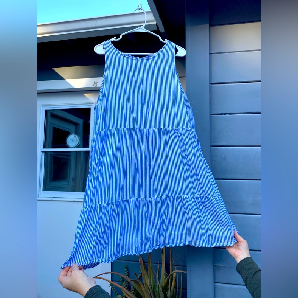 Cotton Blue & White Striped Summer Dress